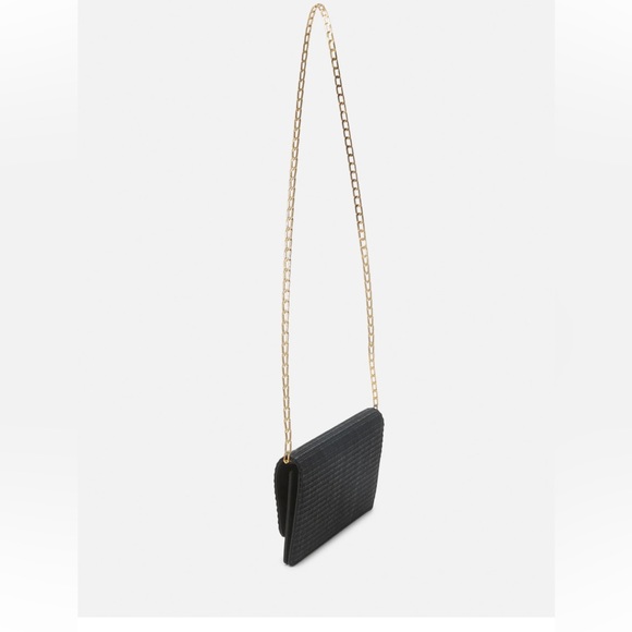 Mansur Gavriel Black Crossbody Leather and Raffia Wallet Bag w Gold Chain NWT - Picture 8 of 15